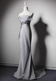 Minimalist Prom Dress Strapless Pleated Mermaid Evening Dress Gala Dress HZ0319