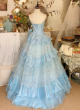 New Arrival Prom Dress Spaghetti Straps Ruffle Tired Ball Gown Evening Gown Quinceanera Dress HZ0319