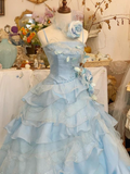 New Arrival Prom Dress Spaghetti Straps Ruffle Tired Ball Gown Evening Gown Quinceanera Dress HZ0319