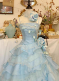 New Arrival Prom Dress Spaghetti Straps Ruffle Tired Ball Gown Evening Gown Quinceanera Dress HZ0319
