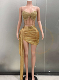 Sexy Homecoming Dress Gold Sweetheart Pleated Short Prom Dress Cocktail Dress Birthday Party Dress HZ0319