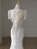 Luxury Wedding Dress Crew Neck Mermaid Wedding Dress HZ0319