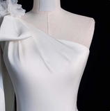 Minimalist Wedding Dress One Shoulder Pleated Mermaid Wedding Dress HZ0319