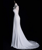 Minimalist Wedding Dress One Shoulder Pleated Mermaid Wedding Dress HZ0319