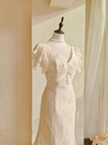 Retro Wedding Dress V-neck Lace Wedding Dress HZ0319