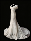 Retro Wedding Dress V-neck Lace Wedding Dress HZ0319