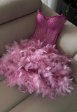 New Arrival Homecoming Dress Sweetheart Feather Short Prom Dress Sweet16 Outfits Cocktail Dress HZ0319
