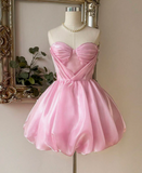 Stunning Homecoming Dress Pink Sweetheart Pleated Short Prom Dress 18th Outfits Birthday Party Dress HZ0319
