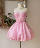 Stunning Homecoming Dress Pink Sweetheart Pleated Short Prom Dress 18th Outfits Birthday Party Dress HZ0319