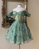 Stunning Homecoming Dress Off Shoulder Pleated Short Prom Dress Birthday Party Outfits HZ0319