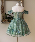 Stunning Homecoming Dress Off Shoulder Pleated Short Prom Dress Birthday Party Outfits HZ0319