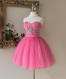 Newest Homecoming Dress Sweetheart Pleated Tulle Short Prom Dress Sweet16 Outfits HZ0319