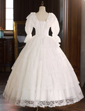 Elegant Wedding Dress Crew Neck Lace Pleated Wedding Dress HZ0319