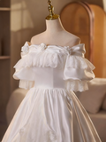 Vintage Wedding Dress Off Shoulder Pleated Lace Wedding Dress HZ0319