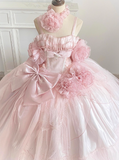 Sweet Prom Dress Spaghetti Straps Tulle Pleated Ball Gown Evening Dress Quinceanera Dress HZ0319