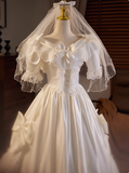 New Arrival Wedding Dress V-neck Pleated Lace Wedding Dress HZ0319