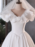 Popular Wedding Dress V-neck Pleated Lace Wedding Dress HZ0319