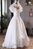 Popular Wedding Dress V-neck Pleated Lace Wedding Dress HZ0319