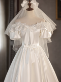Elegant Wedding Dress Off Shoulder Pleated Lace Wedding Dress HZ0319