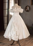 Newest Wedding Dress Spaghetti Straps Pleated Ruffle Wedding Dress HZ0319