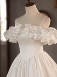 Newest Wedding Dress Spaghetti Straps Pleated Ruffle Wedding Dress HZ0319