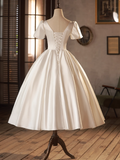 Elegant Wedding Dress Short Sleeve Pleated Wedding Dress HZ0319