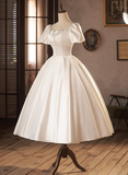 Elegant Wedding Dress Short Sleeve Pleated Wedding Dress HZ0319
