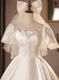 Elegant Wedding Dress Short Sleeve Pleated Wedding Dress HZ0319