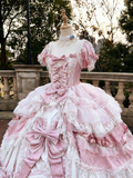 Newest Prom Dress Square Neck Lace Tiered Ball Gown Quinceanera Dress Evening Dress HZ0319