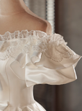 New Design Wedding Dress Off Shoulder Ruffle Pleated Wedding Dress HZ0319