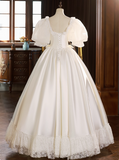 Vintage Wedding Dress Square Neck Lace Pleated Wedding Dress HZ0319