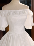 Pretty Wedding Dress Off Shoulder Pleated Tiered Wedding Dress HZ0319