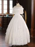 Pretty Wedding Dress Off Shoulder Pleated Tiered Wedding Dress HZ0319