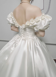 Retro Wedding Dress Off Shoulder Flower Wedding Dress HZ0319
