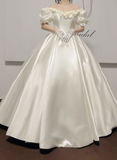 Retro Wedding Dress Off Shoulder Flower Wedding Dress HZ0319