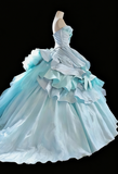 Pretty Prom Dress Strapless Pleated Ball Gown Quinceanera Dress Evening Dress Birthday Outfits HZ0319