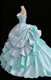 Pretty Prom Dress Strapless Pleated Ball Gown Quinceanera Dress Evening Dress Birthday Outfits HZ0319