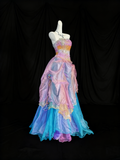 Colorful Prom Dress Strapless Pleated Evening Dress Quinceanera Dress Birthday Outfits HZ0319