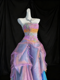 Colorful Prom Dress Strapless Pleated Evening Dress Quinceanera Dress Birthday Outfits HZ0319
