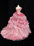 Gorgeous Prom Dress Strapless Ruffle Ball Gown Sweet 16 Dress Birthday Outfits HZ0319