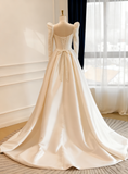 Vintage Wedding Dress Long Sleeves Pleated Wedding Dress HZ0319