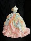 Pretty Prom Dress Strapless Pleated Flower Evening Dress Sweet 16 Dress Birthday Outfits HZ0319