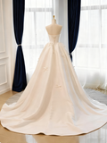 Minimalist Wedding Dress Strapless Bowknot Pleated Wedding Dress HZ0319