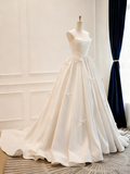Minimalist Wedding Dress Strapless Bowknot Pleated Wedding Dress HZ0319