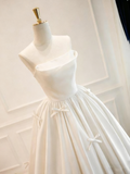 Minimalist Wedding Dress Strapless Bowknot Pleated Wedding Dress HZ0319