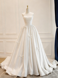 Minimalist Wedding Dress Strapless Bowknot Pleated Wedding Dress HZ0319