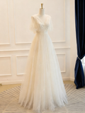 Retro Wedding Dress V-neck Tulle Pleated Wedding Dress HZ0319