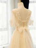 Retro Wedding Dress V-neck Tulle Pleated Wedding Dress HZ0319