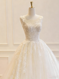 Gorgeous Wedding Dress Crew Neck Pleated Tulle Wedding Dress HZ0319