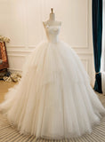 New Design Wedding Dress Strapless Pleated Tulle Wedding Dress HZ0319